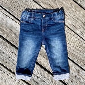 H&M Infant Girl Jersey Lined Baby Dept Heart Jeans